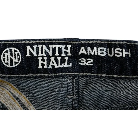 NINTH HALL AMBUSH Jeans Mens Size 32 Dragon Embroidered Baggy Wide VTG Y2K Blue